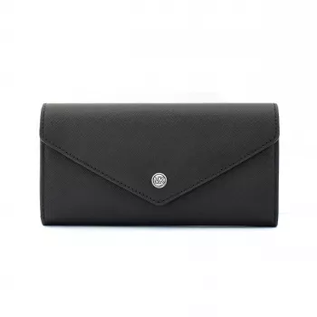 Michael Kors Jet Set Travel portafoglio continental grande con zip Saffiano pelle nero tonalità oro