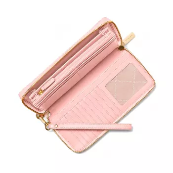 MICHAEL KORS Jet Set Travel pochette multifunzione piatta in pelle Saffiano Powder Blush (35S6GTVE9LPOW)