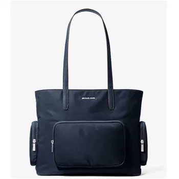 Michael Kors Jet Set Travel borsa tote blu in pelle Saffiano 35T5S5FT9CNAV