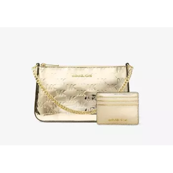 Michael Kors Jet Set Travel set borsa tote con portafoglio - Opal Multi Signature Coated Canvas