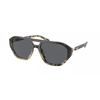 Occhiali da sole uomo Michael Kors MK2219U394287 - montatura in acetato nera, lenti in policarbonato grigie, 57 mm