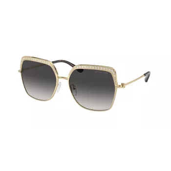Michael Kors MK1141-10188G Occhiali da sole donna - Montatura in acetato nero, lente sfumata grigia, 57 mm