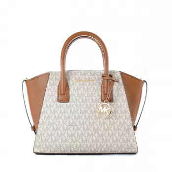 Michael Kors Voyager borsa crossbody Vanilla Signature tela rivestita