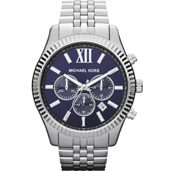 Michael Kors MK8280 Orologio al quarzo da uomo, 45 mm, quadrante argento/blu scuro
