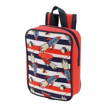 Micro Lunch Bag Rocket - lunch box isolata per bambini con design a razzo, capacità 3 l, blu/rosso/bianco
