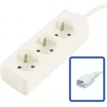 MicroConnect ciabatta 3 prese francesi tipo E con interruttore, protezione sovraccarico e sicurezza bambini, cavo 1,5m, bianco (MC-PS030150FRUPSW)