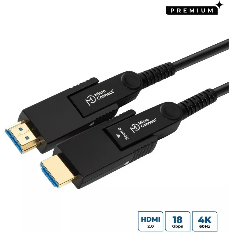 MicroConnect Premium cavo ottico attivo HDMI Type A in fibra ottica, 4K, 10m, nero