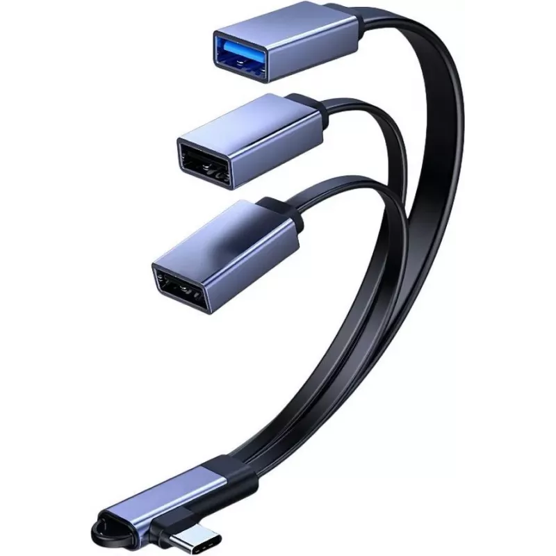 MicroConnect cavo splitter USB-C angolare, 3x USB-A 3.0, 0,15 m, nero