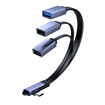 MicroConnect cavo splitter USB-C angolare, 3x USB-A 3.0, 0,15 m, nero