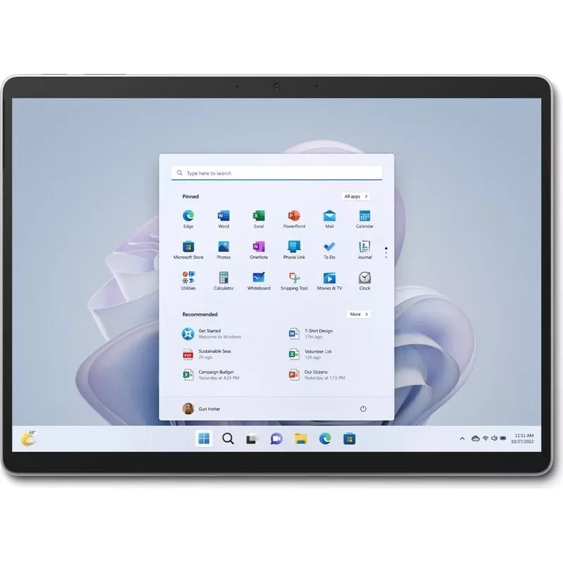 Microsoft Surface Pro 9 laptop 2-in-1 / tablet, Intel Core i5-1235U, 16 GB RAM, 256 GB SSD, 13 inch 2880x1920 touchscreen, Windows 11 Home, Platinum