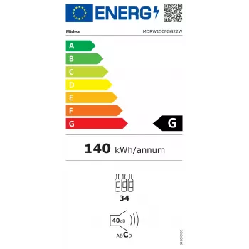 Midea Cantinetta vini MDRW150FGG22W a libera installazione 34 bottiglie nero