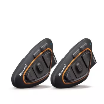 Midland BTX1 PRO S-TWIN Intercom Bluetooth per moto Twin Pack con portata 800 m, batteria 23 h, IPX6, soppressione del rumore DNK, radio FM, accoppiamento universale