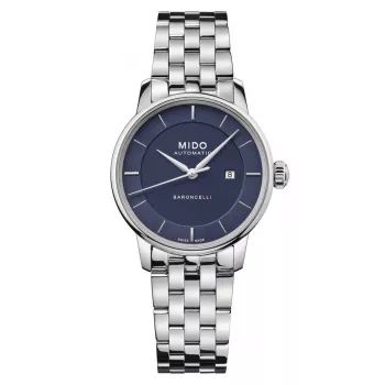 MIDO Baroncelli III orologio da donna automatico 30mm quadrante blu acciaio inox M037207110410
