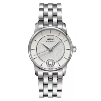 MIDO Baroncelli III orologio automatico donna M007207110360 33mm quadrante argento con indici in diamante bracciale in acciaio inox