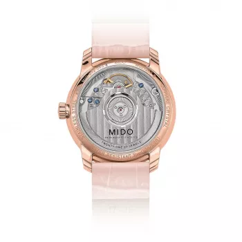 MIDO Baroncelli III Lady Orologio automatico 33mm acciaio inox PVD oro rosa quadrante argento cinturino in pelle marrone M027207360100
