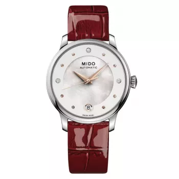 MIDO Baroncelli III orologio automatico donna 33mm quadrante in madreperla bianco cinturino in pelle M039207161060