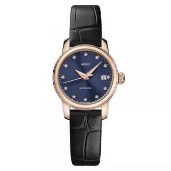 MIDO Baroncelli Lady Day of the Dead edizione limitata orologio automatico da donna 25mm quadrante blu oro rosa PVD