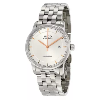 MIDO Baroncelli III uomo orologio automatico 38mm quadrante argento cinturino in pelle marrone M86004101