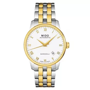 MIDO Orologio uomo M86009261 Baroncelli III 38mm automatico quadrante argento pelle nera