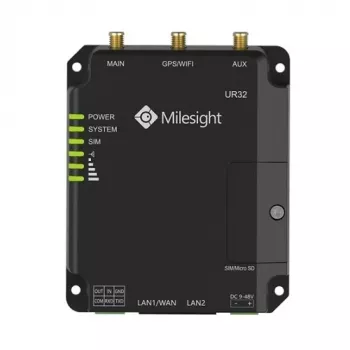Milesight UR32L-L04EU-P router industriale 4G LTE Cat 4 con PoE, Dual SIM, seriale, I/O, VPN, case in metallo, guida DIN