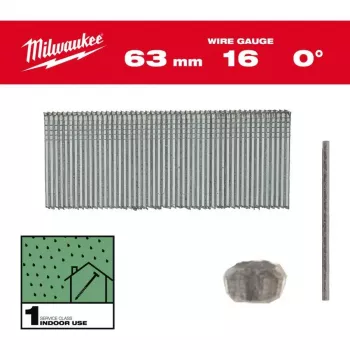 Chiodi Milwaukee 16 Gauge 63 mm 0° per M18 FN16GS (confezione da 2500)