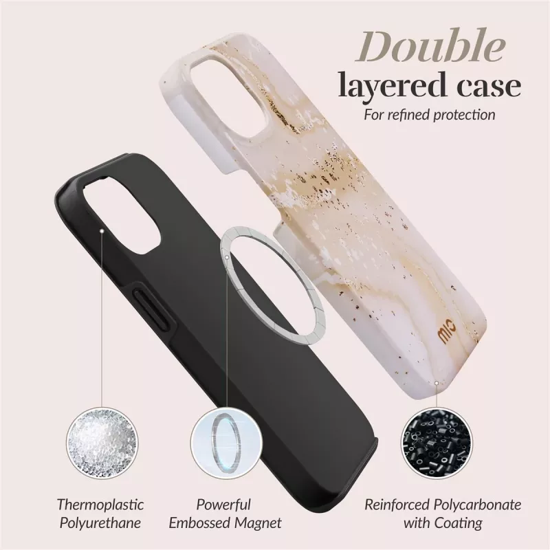 MIO Gold Marble custodia compatibile MagSafe per iPhone 13/14/15