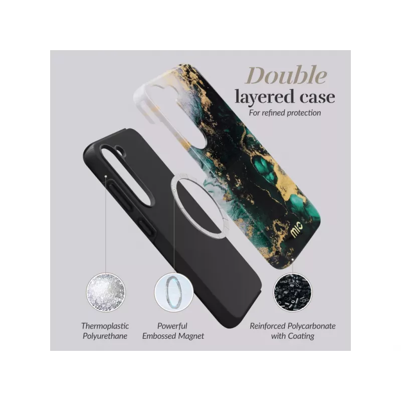 MIO Green Marble custodia compatibile MagSafe per Samsung S25 Plus 5G