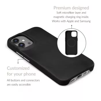 Mio Mobilize Custodia premium in pelle compatibile MagSafe per Apple iPhone 17 Pro nero