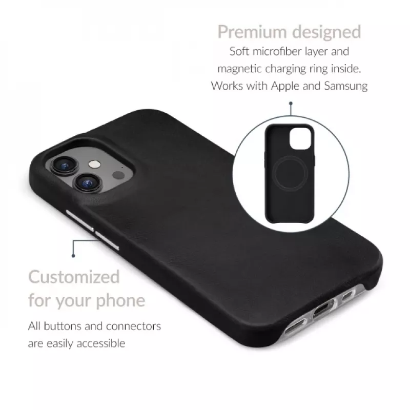 Mio Mobilize Custodia premium in pelle compatibile MagSafe per Apple iPhone 17 Pro nero