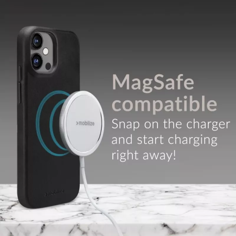 Mio Mobilize Custodia premium in pelle compatibile MagSafe per Apple iPhone 17 Pro nero