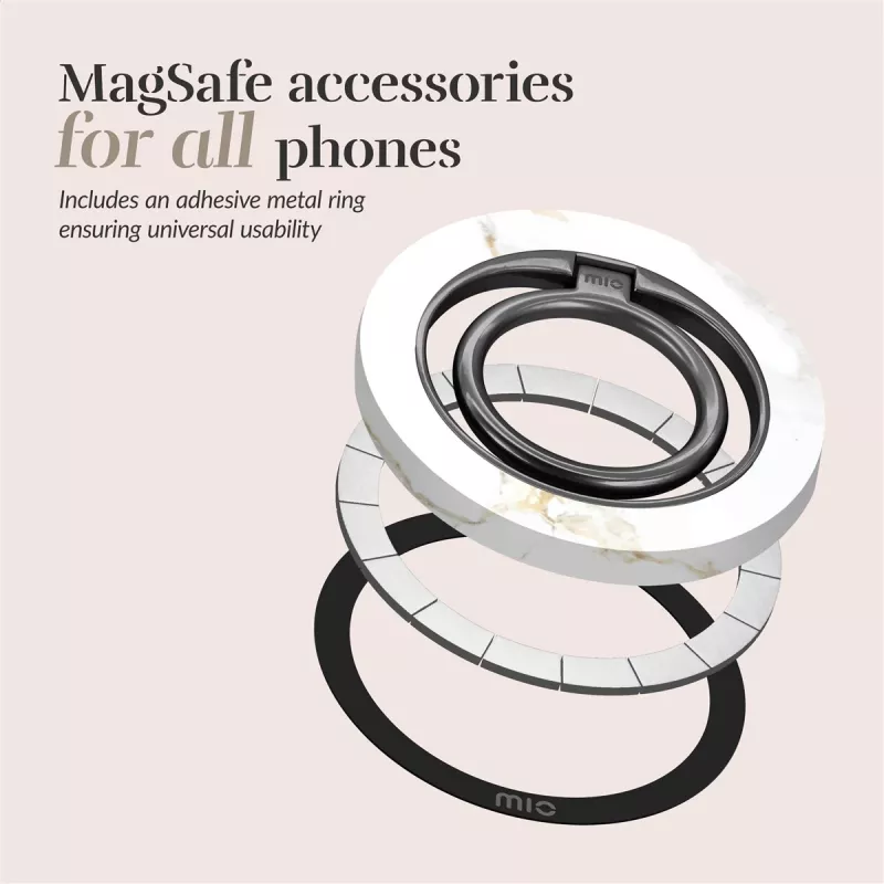 MIO White Marble custodia MagSafe compatibile con anello portatile