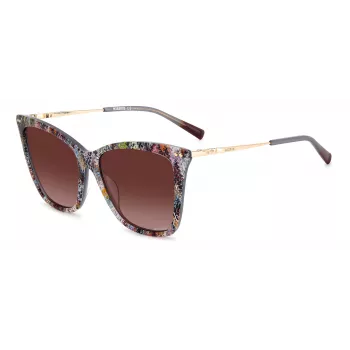 MISSONI Occhiali da sole donna Butterfly MIS0106SX193X - Montatura in acetato marrone fantasia, lenti sfumate marroni, protezione UV400