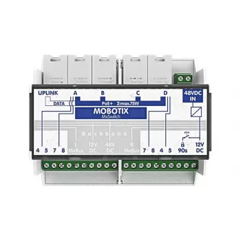 MOBOTIX MX-SWITCH1 - switch di rete - 4 x 10/100 (PoE+) - guida DIN