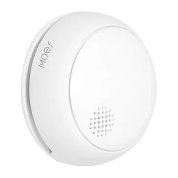 MOES SSD01 Rilevatore di fumo fotoelettrico smart ZigBee con sirena 85dB, notifiche App Tuya, alimentazione a batteria CR123A, bianco