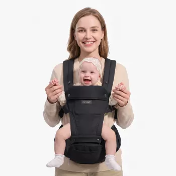 Momcozy Marsupio porta bebè con seduta per fianchi nero