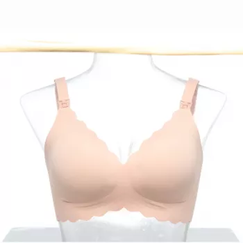 Momcozy YN46 reggiseno allattamento push-up senza cuciture con supporto e motivo floreale beige taglia M