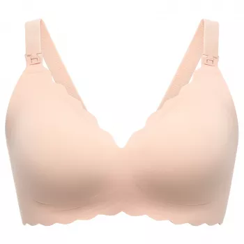 Momcozy YN46 reggiseno allattamento push-up senza cuciture con supporto e motivo floreale beige taglia M
