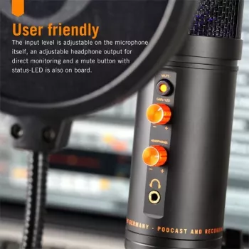 Monkey Banana MICO BK Microfono a condensatore USB per studio e podcasting