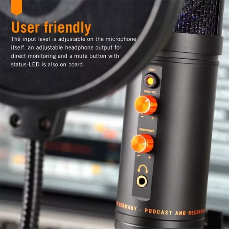 Monkey Banana MICO BK Microfono a condensatore USB per studio e podcasting