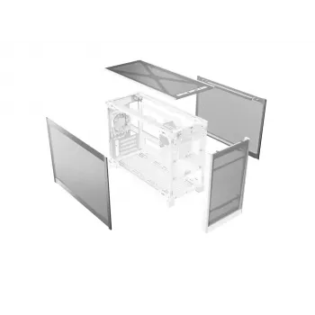 MONTECH TEN (W) case PC mini tower bianco - Micro ATX / Mini-ITX, vetro temperato, ARGB