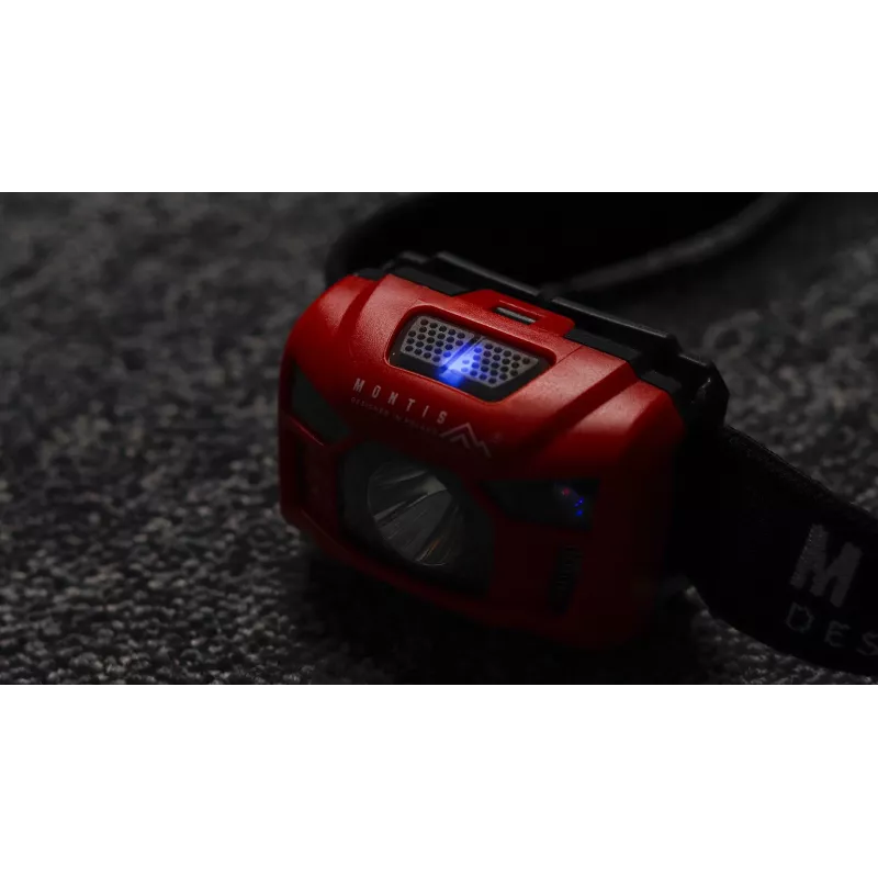 Montis MT002 torcia frontale ricaricabile con sensore di movimento, rosso/nero