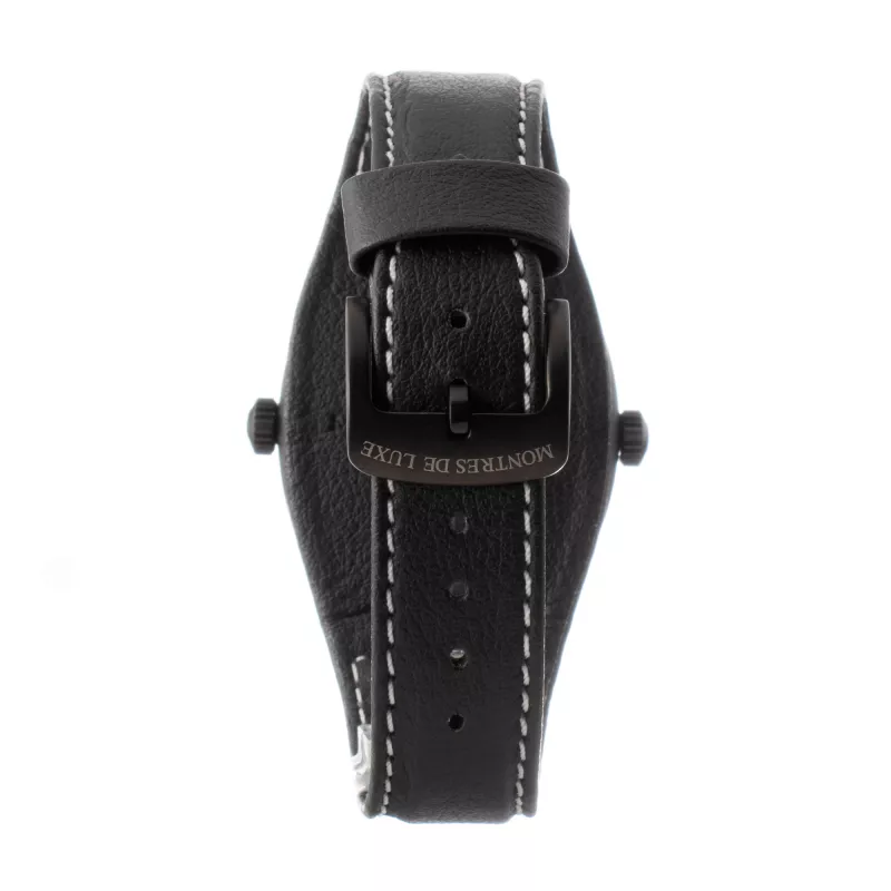MONTRES DE LUXE Orologio Unisex 09BK-3003 40mm Quarzo Analogico Acciaio Inox Pelle Nero