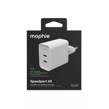 Mophie ROC GaN 45W Caricatore da parete dual USB-C - bianco