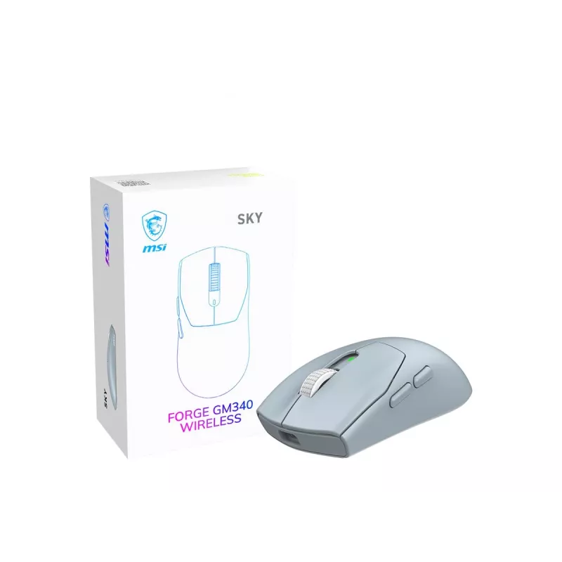 MSI FORGE GM340 W Mouse gaming leggero - PixArt PAW-3111, Tri-Mode Wireless, 12.000 DPI, 80g