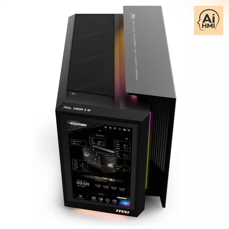 MSI MEG Vision X AI 2NVV9-285AT PC desktop (nero/trasparente, Windows 11 Home)