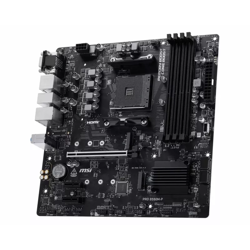 MSI PRO B550M-P Scheda madre, AMD AM4, B550, Micro-ATX, 4x DDR4, 128GB Max, Dual M.2, Gigabit LAN