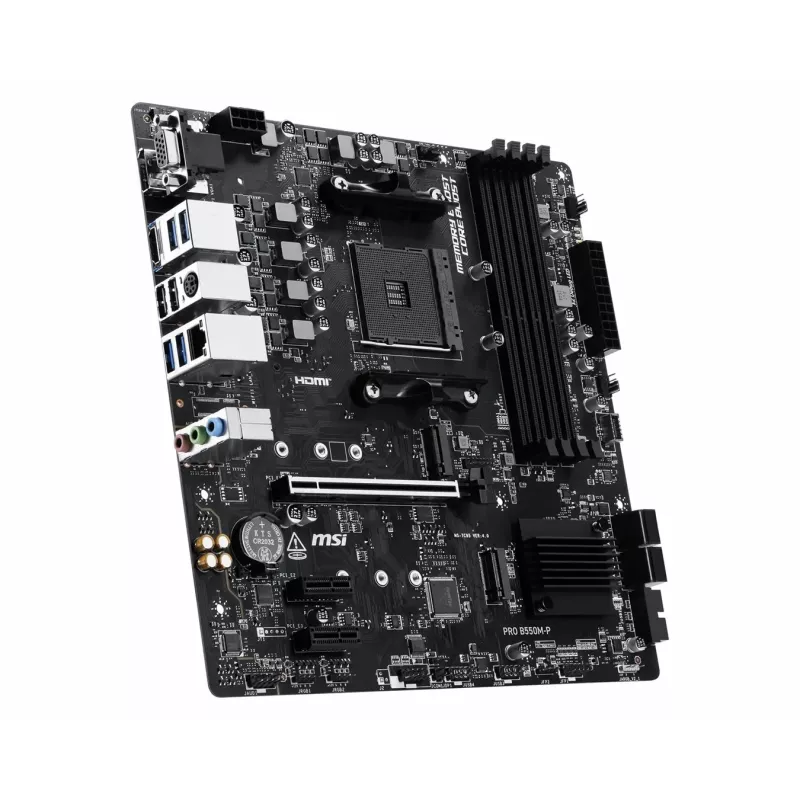 MSI PRO B550M-P Scheda madre, AMD AM4, B550, Micro-ATX, 4x DDR4, 128GB Max, Dual M.2, Gigabit LAN
