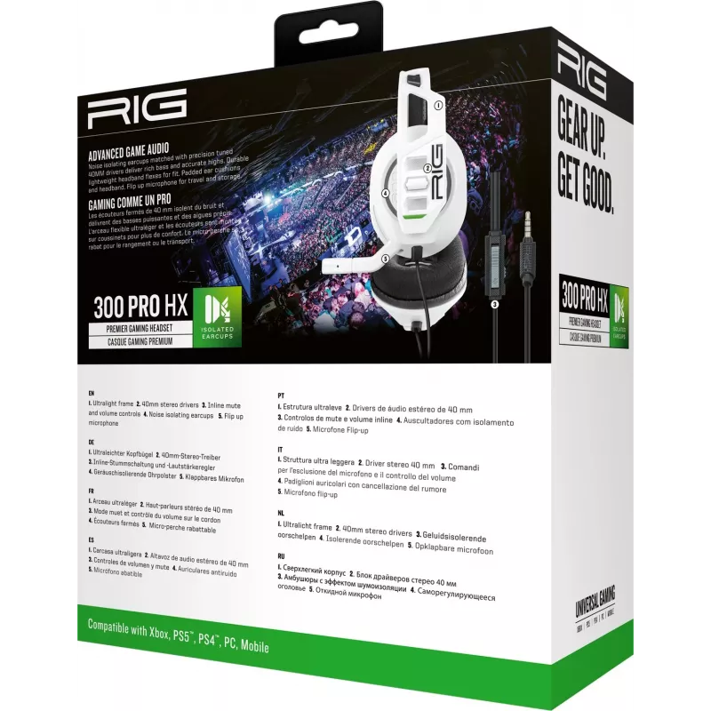 Cuffie gaming NACON RIG 300HX per Xbox, bianche