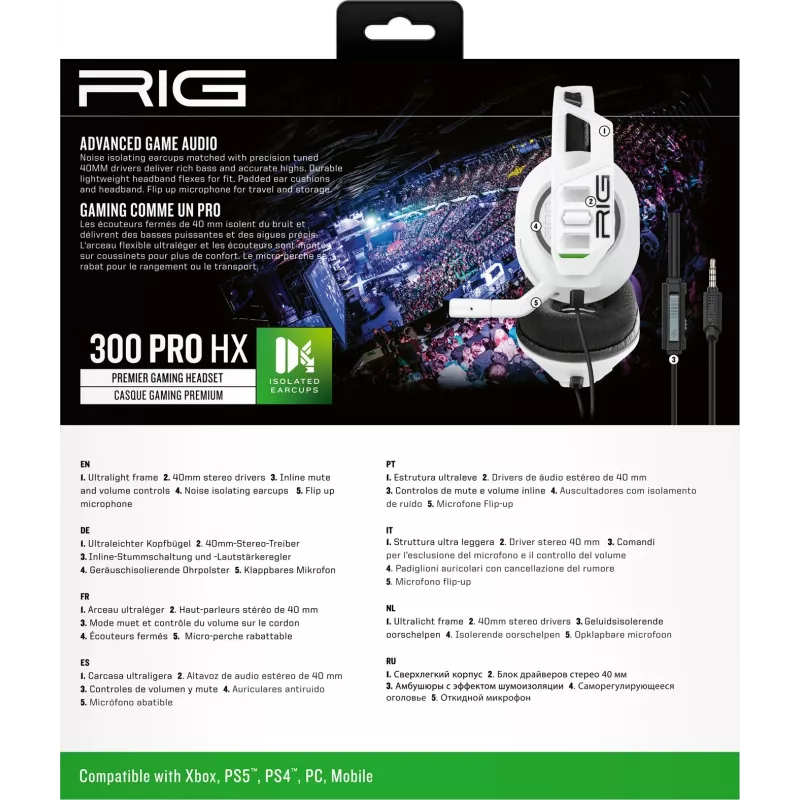 Cuffie gaming NACON RIG 300HX per Xbox, bianche