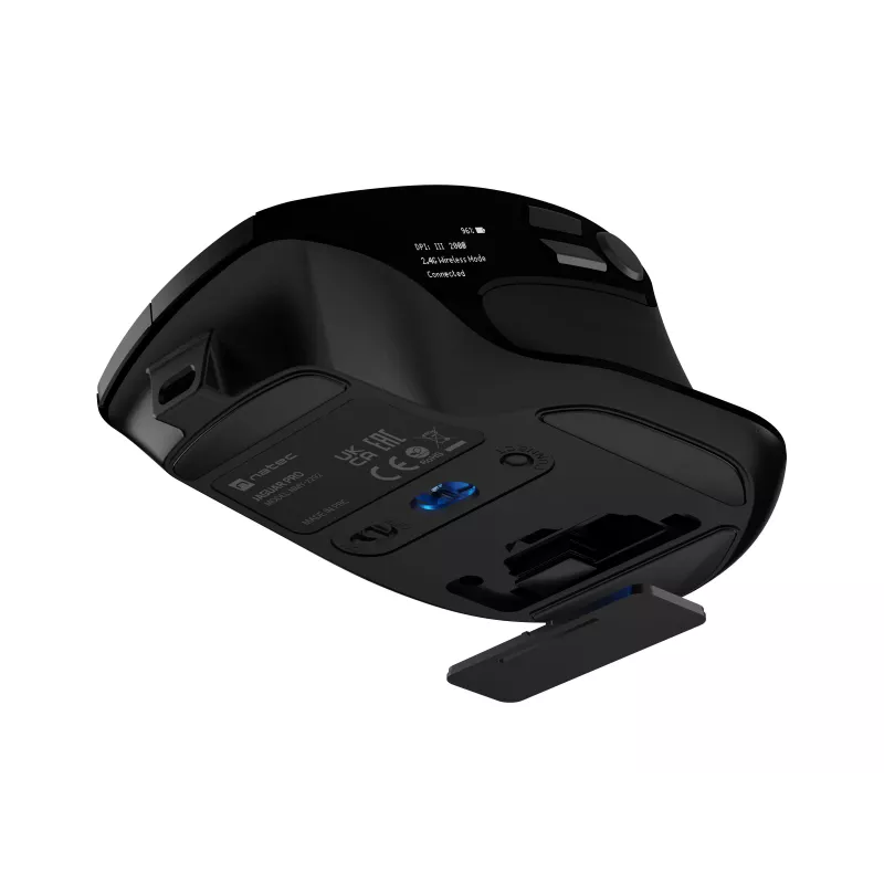Natec Jaguar Pro mouse da gaming wireless, 2,4 GHz + Bluetooth, 4000 DPI, nero